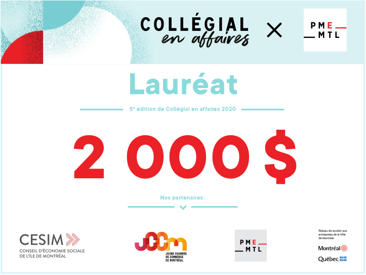 Image du certificat décerné par PME MTL à Trialo dans le cadre du concours collégial en affaires 2020