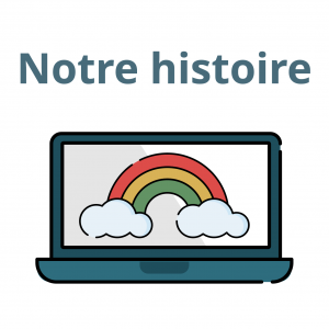 Image d'un écran ou apparait un arc-en-ciel illustrant l'histoire de Trialo